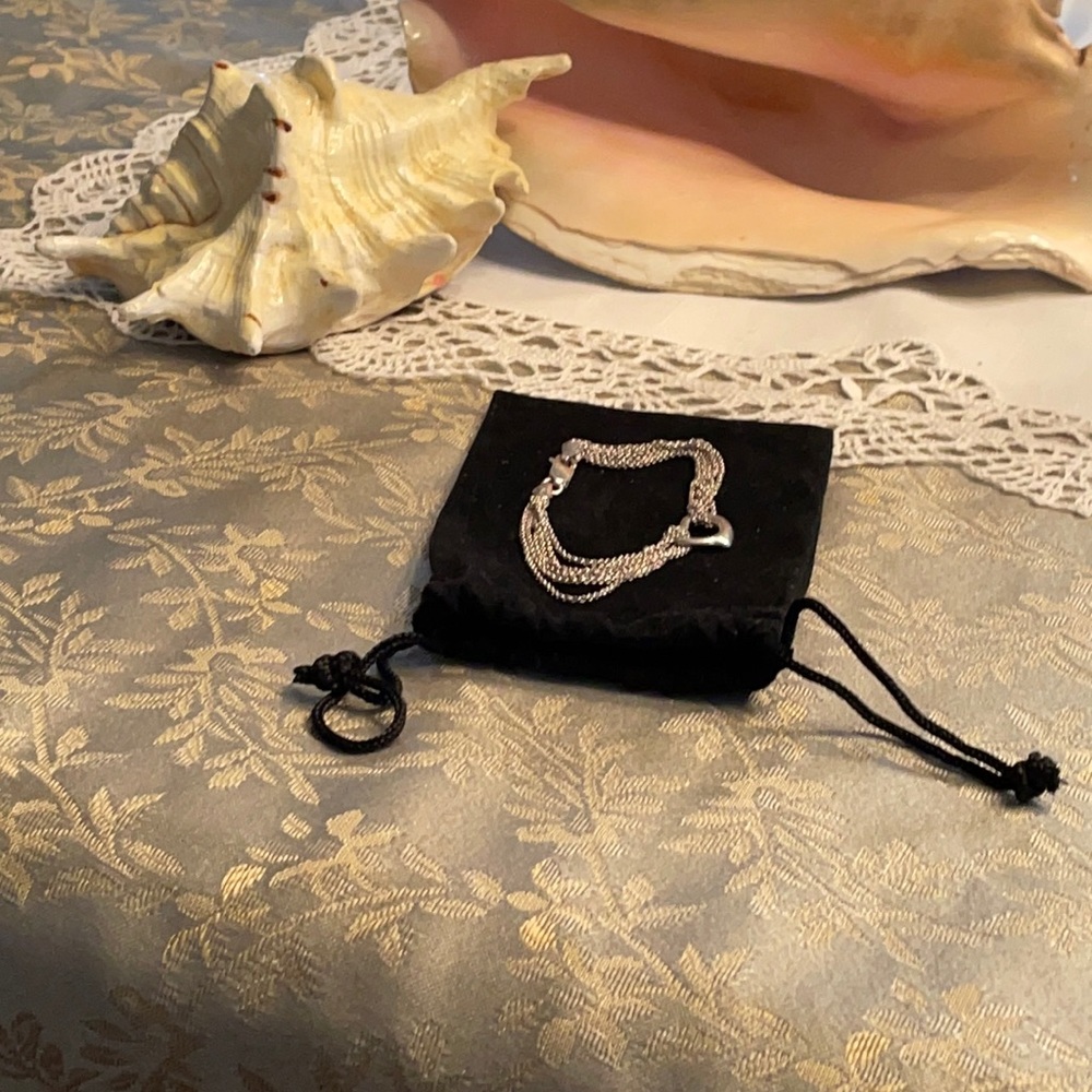 Sterling Silver 925 Italian Floating Heart Bracelet